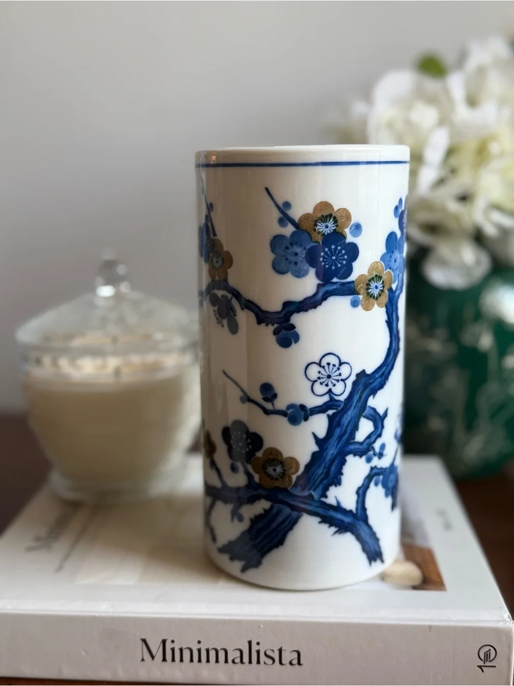Blue and White Floral Porcelain Vase